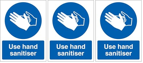 Image of V Safety Use Hand Sanitiser - Portrait 100 x 150 mm - 2mm Super-Tough Rigid Plastic Safety Sign (Pack of 3)