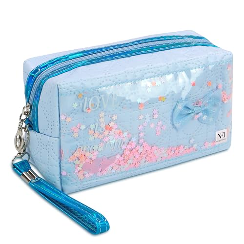 NFI essentials Makeup Pouch Cosmetic Pouch Vanity Case Jewellery Pouch Stationery Pencil Case Travel Organiser Travel Pouch with Detachable Handle