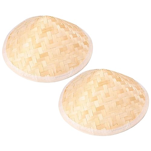 Toyvian 2pcs Boys and Girls Sun Hats Lightweight Uv Weaving Hats for Boy Girl Comfortable and Headwear for Outdoor Activities Beige