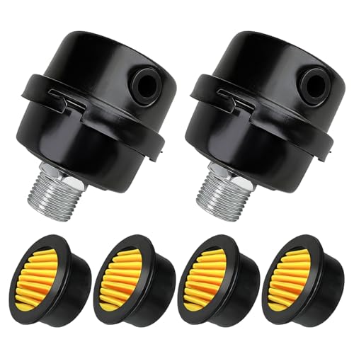 2 Pcs 1/2 Thread Air Compressor Silencer Filter 20mm Metal Noise Muffler Intake Filter Replacement for Generators Blowers Exhaust Ports Air Compressor Parts