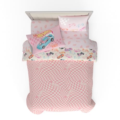 image for Hot Wheels Girls Kids Bedding Super Soft Comforter and Sheet Set with 