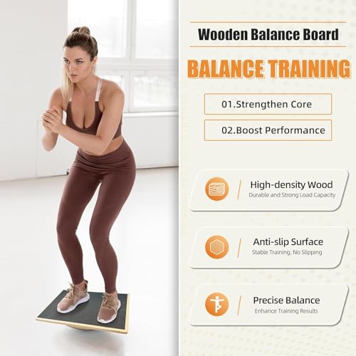 Wiebelplank, sportief balansbord van hout, wiebelplank met antislip voet, balansplank voor onder het bureau, kernkracht, stabiliteit, balansbord voor op het bureau - Afbeelding 6