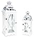 Produktbild levandeo 2er Set Laternen aus Holz, Metall und Glas - Windlichter Farbe weiß - Tischlaternen Holzlaternen Gartenlaternen Shabby Chic Landhaus Dekoration