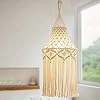Kamenda Macramé Abat-Jour Tricoté, Abat-Jour Plafond Pendentif Lumière Ombre Déco Bohème, Lumière Chaude, Tissée à la Main Suspendus Luminaire pour Salon, Chambre à Coucher, Café Salon de Thé