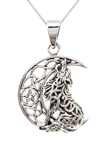 Pendentif lune loup argent 925 femme TreasureBay, un bijou hypoallergénique éclatant