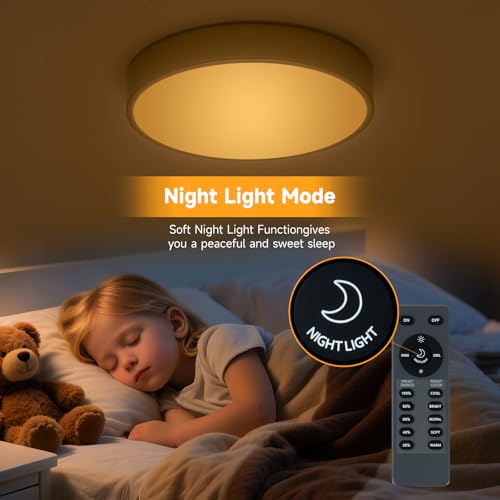 Image of Flush Mount Ceiling Light Fixtures Gold LED Dimmable 5CCT 15 Inch 36W