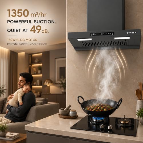 Image of Faber EON 60cm 1350m /hr BLDC Autoclean Filterless T-Shape Chimney|Built In Oil Collector|Touch & Gesture Control|5Yr Motor,2Yr Comprehensive Warranty by Faber | HOOD EON BLDC TC FL SC HC NG IN 60