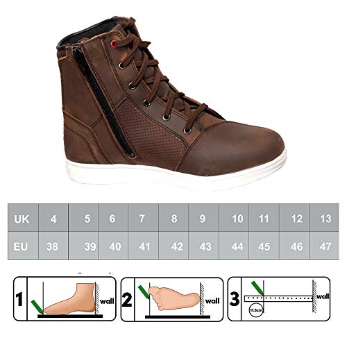 VASTER Motorrad Stiefel Motorrad Abenteuer Reiter Schuhe Leder Wasserdicht Sneaker Mode Für Männer CE Genehmigt EN 13634: 2017, Braun 036, 42 EU
