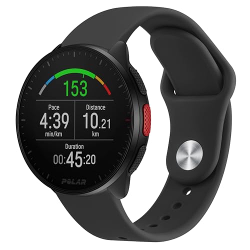 Amzpas Armband Kompatibel Mit Polar Pacer/Pacer Pro/Ignite 2/Ignite 3 - Silikon Uhrenarmband Für Damen Und Herren, Wasserdichtes Sport Ersatzarmband, Schwarz