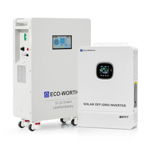 ECO-WORTHY 48V 314Ah LiFePO4 Power Storage System with 10kW Hybrid Inverter, Bluetooth & WiFi...