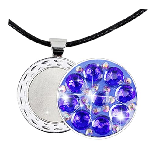 QUMIIRITY クラフト製ゴルフ帽クリップ ネックレス型ボールマーカー 鮮やかなブルーの水晶デザイン ゴルフ好きへの実用的アクセサリー 贈り