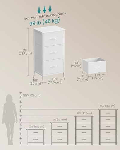Image of SONGMICS Dresser for Bedroom, Small Dresser with 3 Fabric Drawers