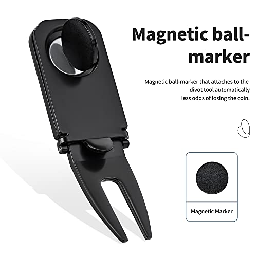 Mile High Life | All Metal 3 In 1 Golf Divot Tool | Golf Club Holder | With Magnetic Golf Ball Marker (Black) #TOP3
