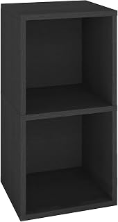 Way Basics 2-Shelf Cube Book Case, Vinyl LP Record Album Storage (Tool-Free Assembly and Uniquely Crafted from Sustainable Non Toxic zBoard Paperboard), Black