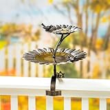 2-in-1 Sunflower Metal Birdbath and Feeder with Mounting Attachment and Stake, 48"H