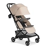 Mompush Velo Lightweight Travel Stroller, Compact & Airplane-Friendly for Baby and Toddler, Lie-Flat Seat, One-Hand Fold, with Leather Bumper Bar, Shoulder Strap, Raincover, Storage Bag & Cup Holder
