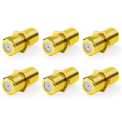 VCE RG6 Coax Cable Connector F-Type Female to Female Gold Plated 6 Pack