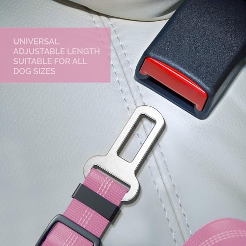 Best Dog Supplies Dog Car Seat Belt – Adjustable Buckle Design Elastic Nylon Vehicle Seatbelt Plus Durable Tangle-free Headrest Harness – Perfect for Pets – Pink Best Dog Supplies Dog Car Seat Belt – Adjustable Buckle Design Elastic Nylon Vehicle Seatbelt Plus Durable Tangle-free Headrest Harness – Perfect for Pets – Pink