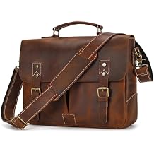 15.6 Inch Leather briefcases Laptop Messenger Shoulder Bags for Men and Women Vintage Satchel Bag for Work, Travel
