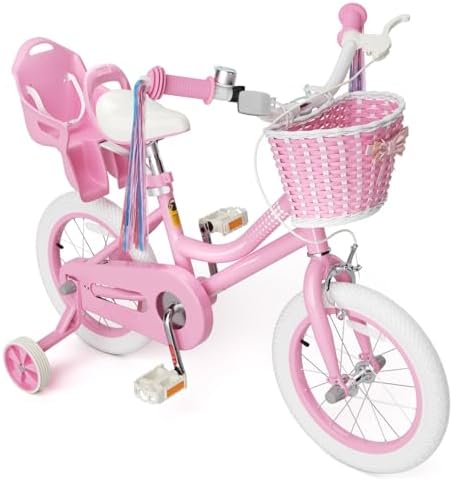 KORIMEFA Girls Bike for Ages 2-8 Years Toddler Kids with Doll Sea...