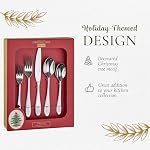 Spode - Christmas Tree Collection - 20-Piece Flatware Set - 4 of Each: Dinner Fork, Salad Fork, Dinner Knife, Tablespoon, and Teaspoon- Holiday Cutlery - Dishwasher Safe