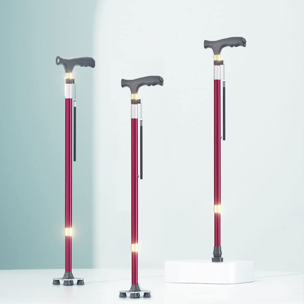 Muletas for Ancianos, muletas Ligeras Antideslizantes, Almohadillas Antideslizantes, Cabeza de Goma, bastón telescópico de Cuatro Patas for Caminar