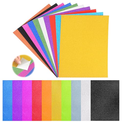 30 folhas de papelão com glitter, papel com glitter autoadesivo de 10 cores, cartolina premium para
