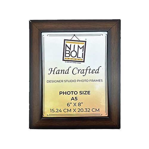Image of Synthetic Wooden Photo Frame 6x8 Inches | Wall & Tabletop Display with Pre-Installed Hook & Stand | Home & Office Decor Picture Frame (Brown)