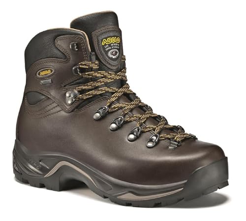 ASOLO Men's TPS 520 GV Evo Waterproof Round Toe Backpacking Boots – Full-Grain Leather Hiking Boots with Vibram Sole, Wide, Chestnut, 9.52