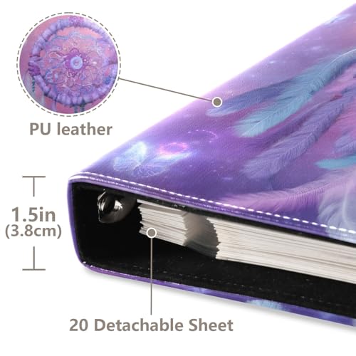 Álbum de Fotos Autoadhesivo con Diseño de Atrapasueños Morado con Mariposas, Cubierta de Cuero PU, Libro de Recuerdos para Boda, Aniversario y DIY miniatura 4