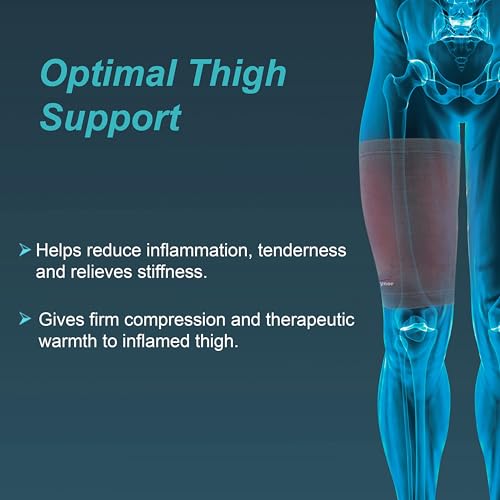 Image of Medical Compression Thigh Support Sleeve || MODERATE COMPRESSION || COTTON FABRIC || Groin Support Sleeve || Hamstring Compression Sleeve || Burn recovery || (Medium, Beige)