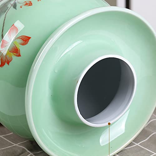 Tarro de fermentación de cerámica verde con sello de agua para encurtidos tradicionales 6