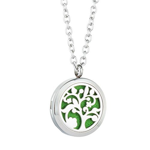 Preisvergleich Produktbild JOYMIAO ätherisches Öl Aromatherapy Diffuser für Hypoallergenic Locket Halskette 316L Chirurgische Qualität Edelstahl Schmuck 24"Halskette mit 8 Farbpads