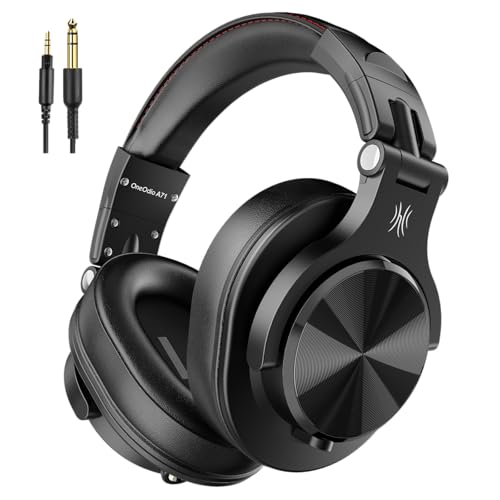 Image of OneOdio A71 Hi-Res Studio Recording Headphones - Wired Over Ear Headphones with SharePort, Monitoring Mixing Foldable Headset with Stereo Sound, 3.5 /6.35MM Jack for PC Computer DJ Guitar-Black