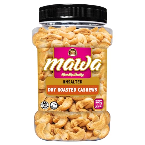 Mawa Unsalted Dry Roasted Cashews Nuts 500g | Premium & Crunchy Snack |No added salt, oil or preservatives | 100% natural | 500g packed in Jar