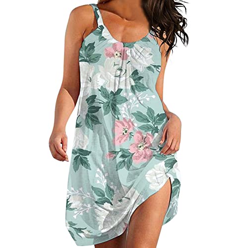 Vestido midi para mujer, de verano, italiano, ligero y aireado, vestido de playa, vestido largo de verano, vestido de fiesta, suelto, cuello en V, curvy, moda bohemia, vestido floral, línea A, vestido