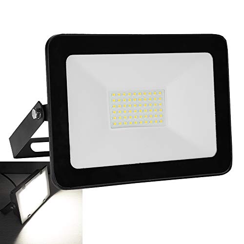 Preisvergleich Produktbild 50W LED Fluter 230V Flutlichtstrahler Aluminium Flutlicht Baustrahler Sicherheitsleuchte 6500K Kaltweiß 4250LM, Wasserdicht IP65, Außenwandleuchte