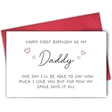 Funny 1st Daddy Birthday Card for Him, Poem New Dad Birthday Greeting Card, Happy First Birthday as A Dad Card, Cute Bday Gift from Baby Daughter Son