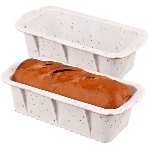 Sakolla 2 Pack Silicone Bread Loaf Molds, Nonstick Easy Release Rectangle Silicone Loaf pan for Baking Cake, Meatloaf, Banana Bread, Brownies, and Quiche (Confetti) Cover