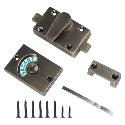 Niceminiwall Cerradura de puerta de privacidad de baño de aleación de zinc con indicador LED Estado de ocupación para baño público Vestuario Bronce