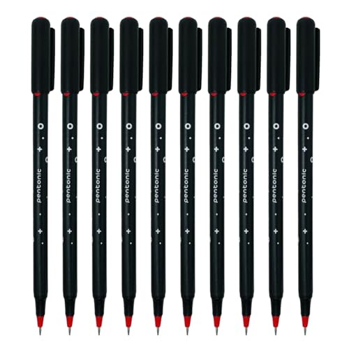 Image of Pentonic Cipher 0.5mm Ball Pen, Black Body Red Ink (Set of 10)