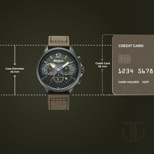 Image of Titan Octane Cred Analog with Green Dial Grey Leather Strap Watch for Men - 90238KL01
