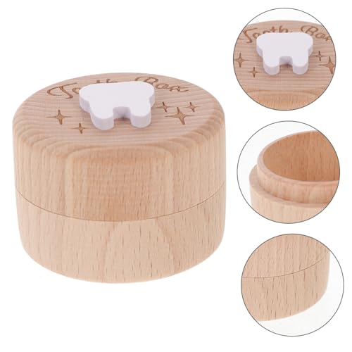 Caja de dientes de leche Mobestech en madera con organizador redondo infantil de 5 piezas 3
