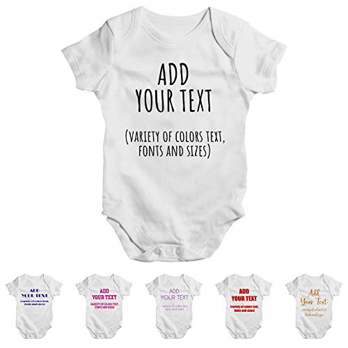 Customize Unisex Baby Onesie Beanies - Personalized Girl Boy Bodysuit Gift C03, White, 6 Months