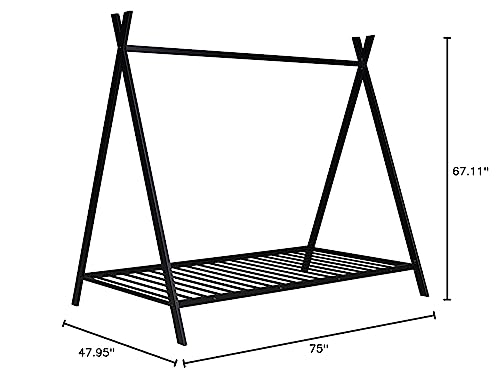Merax Montessori Bed Twin Metal Teepee Bed For Kids, No Box Spring Needed, Noise Free (Twin,Black) #TOP7