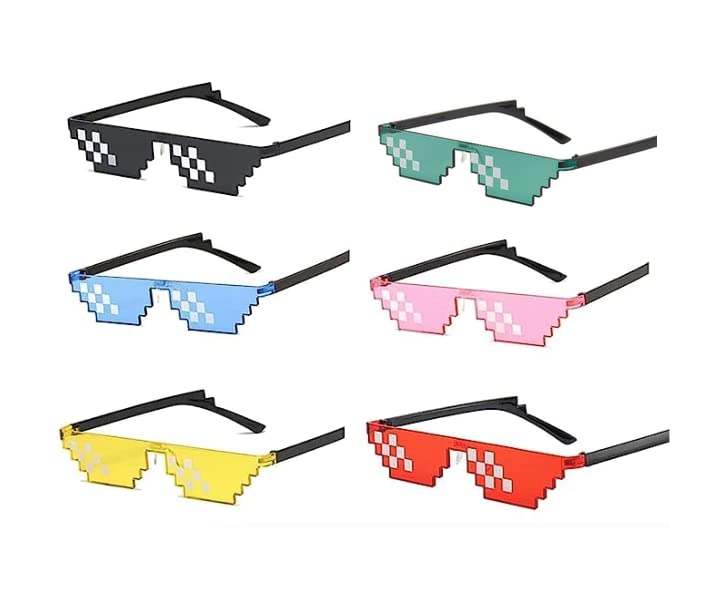 Image of DC DECORIO Thug Life Sunglasses Pixel Gangster Gangsta Life Funny Novelty Shades With Box Packing (ALL 6 COLORS)