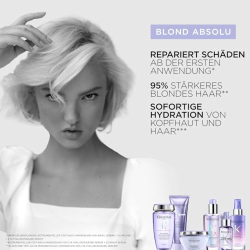 4. Bild von Kérastase Haarmaske für trockenes und blondiertes Haar, Gegen Gelbstich, Mit Hyaluron und Neutralisatoren, Masque Ultra-Violet, Blond Absolu, 200 ml