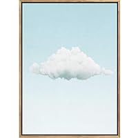 SIGNWIN Framed Canvas Wall Art Pastel Baby Blue Sky Nature Clouds Photography Modern Art Contemporary Relax/Calm for Living Room, Bedroom, Office - 16