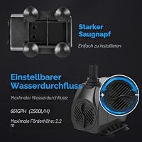 BACOENG Springbrunnenpumpe, 45W 2500L/H Teichpumpe Klein Gartenbrunnen Pumpe, Pumpe für Springbrunnen, Mini Wasserpumpe Aquarium Pumpe mit EU Stecker – Ansicht 4