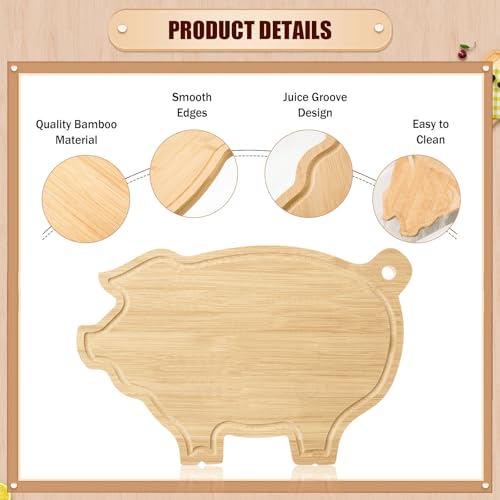 Tabla de cortar de bambú con diseño de cerdito 36x23.6 cm miniatura 3